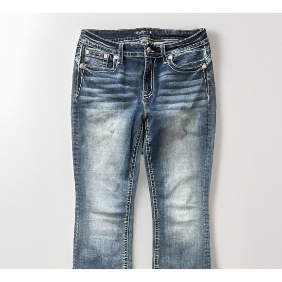 Miss Me Jeans 31x33 Bootcut Meshy Embellished Western Bling Y2K Cowgirl Whisker - Picture 7 of 12